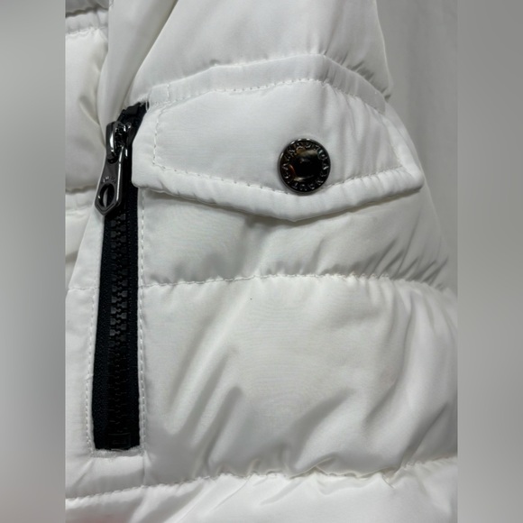 Nautica Puffer Jacket Womens XL White Black Quilted Faux Fur Removable Hood - Picture 7 of 15